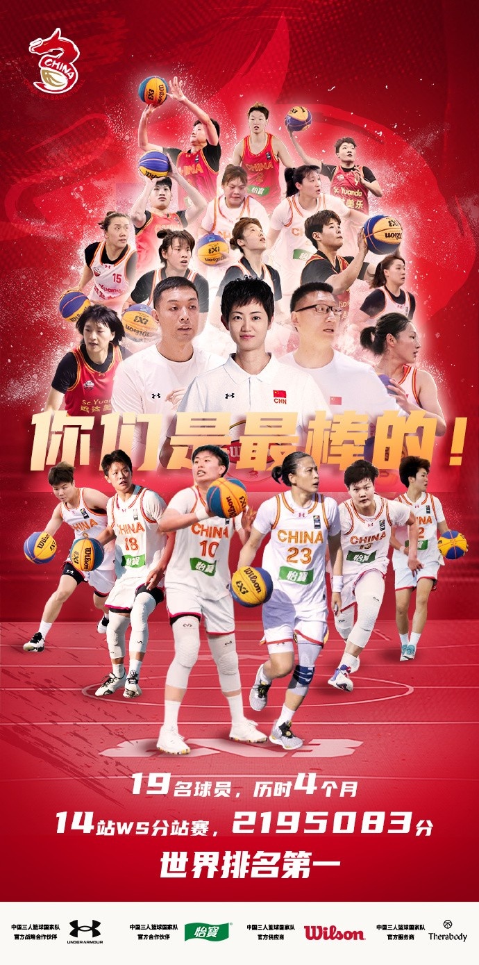 世界排名第1锁定奥运资格！中国三人篮球国家队感谢所有女队成员